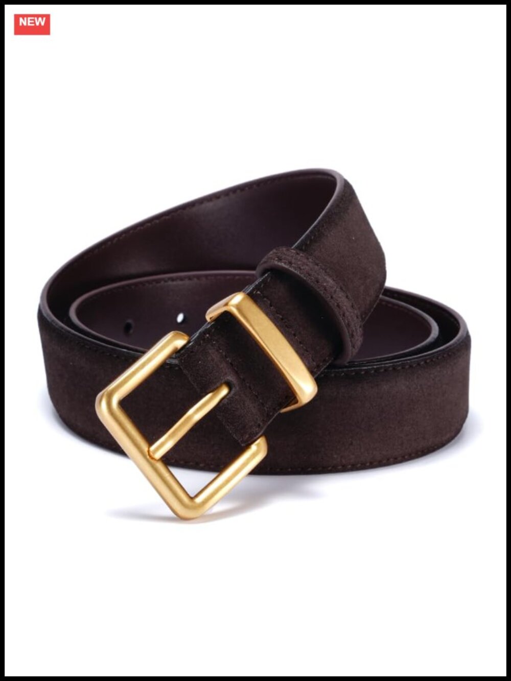 Women's Suede Leather Belt - Gold Square Buckle